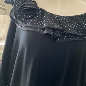 Ralph Lauren black with dotted collar knit top. NWT.  Size 1X